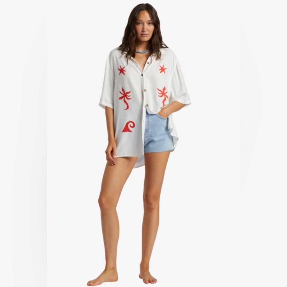 Billabong On Vacation short-sleeve button-down shirt in salt crystal size L